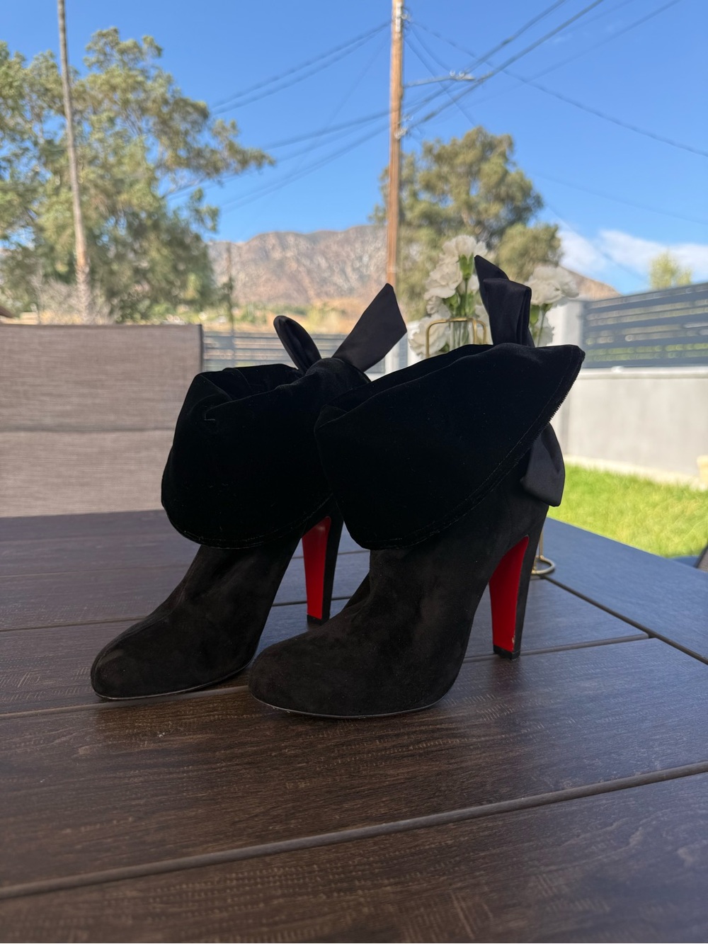 Christian Louboutin Kristofa 100 Black Suede Ankle Boots Size 37 - Picture 2 of 9